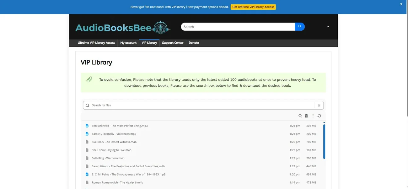 Lifetime VIP Library Access @ AudioBooksBee.Com